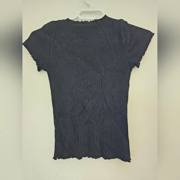 Black Ribbed Women's Top - Picture 2 of 2